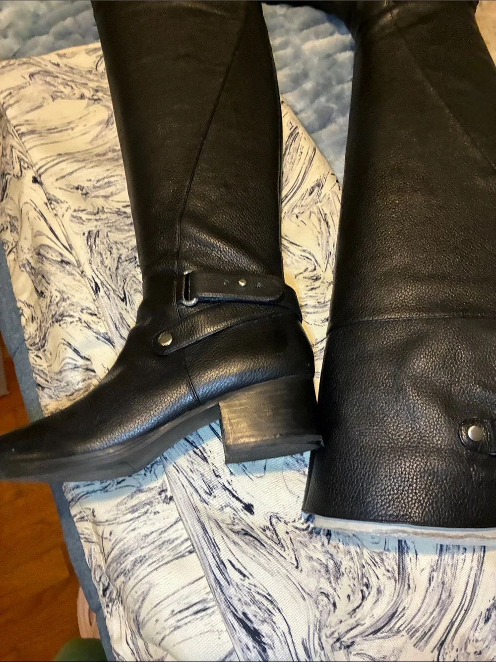 NWOT Nine West Black Over-the-Knee Buckle Riding Boots